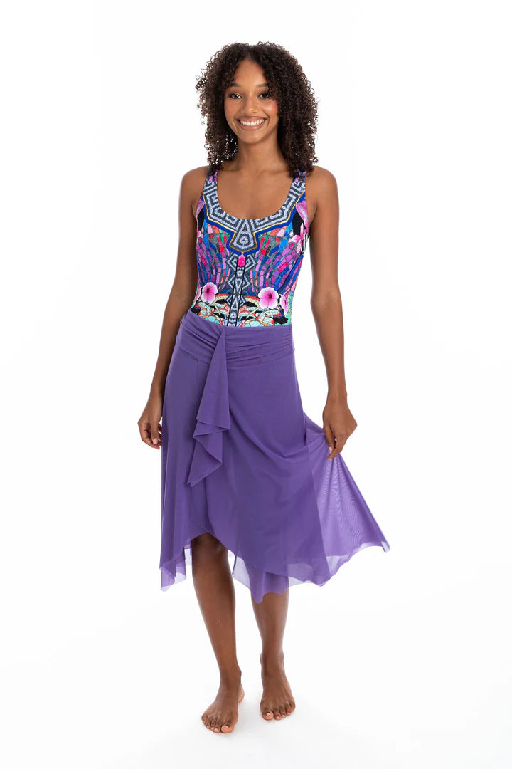Purple Mesh Frill Skirt - Size Large