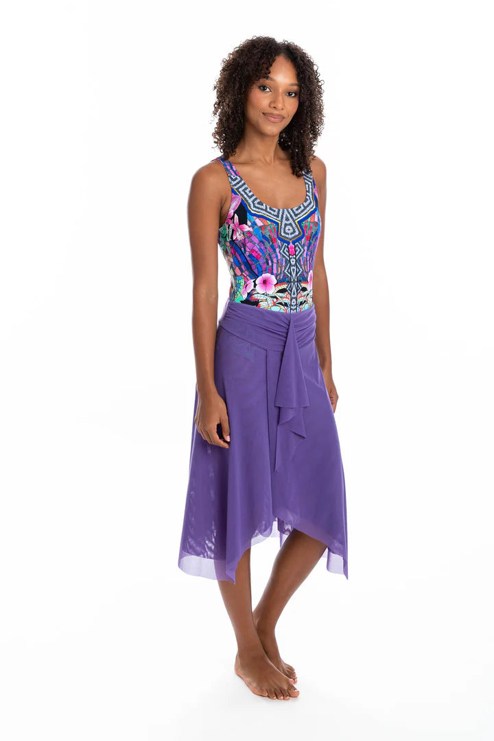Purple Mesh Frill Skirt - Size Large