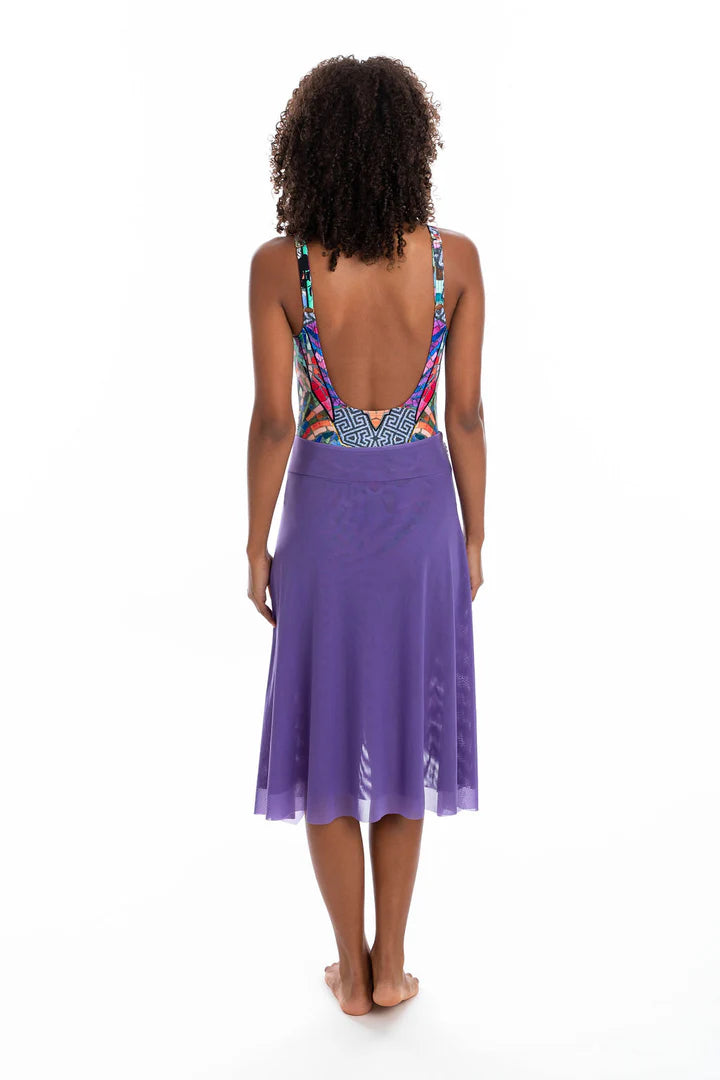 Purple Mesh Frill Skirt - Size Large