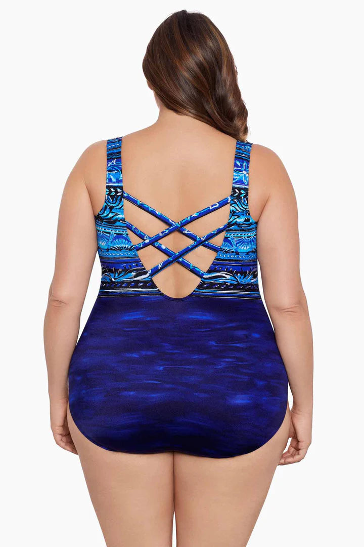 Double X Back Tank Long Torso One Piece Swimsuit