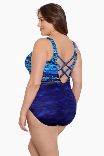 Double X Back Tank Long Torso One Piece Swimsuit