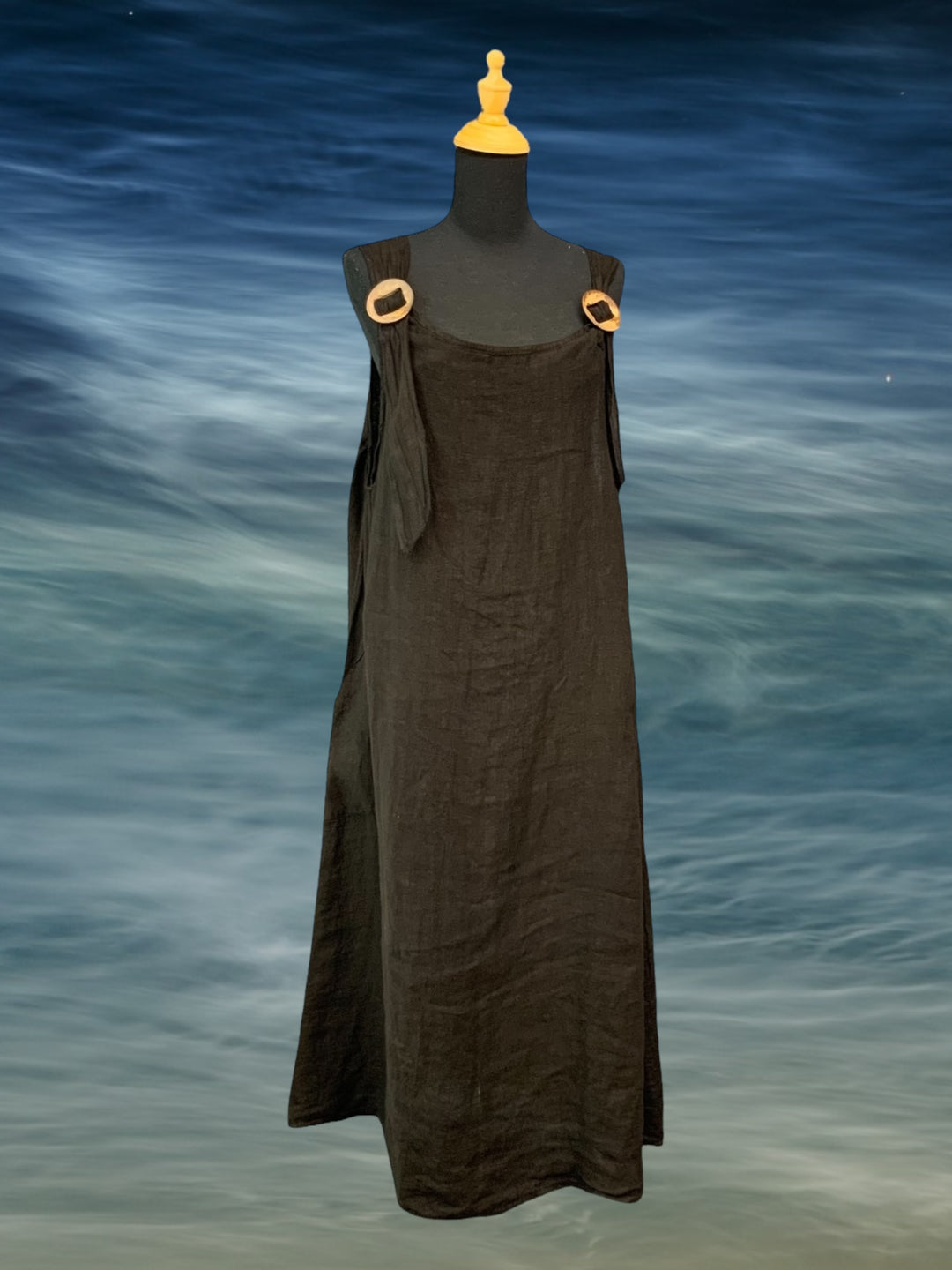Solid Linen Apron Dress