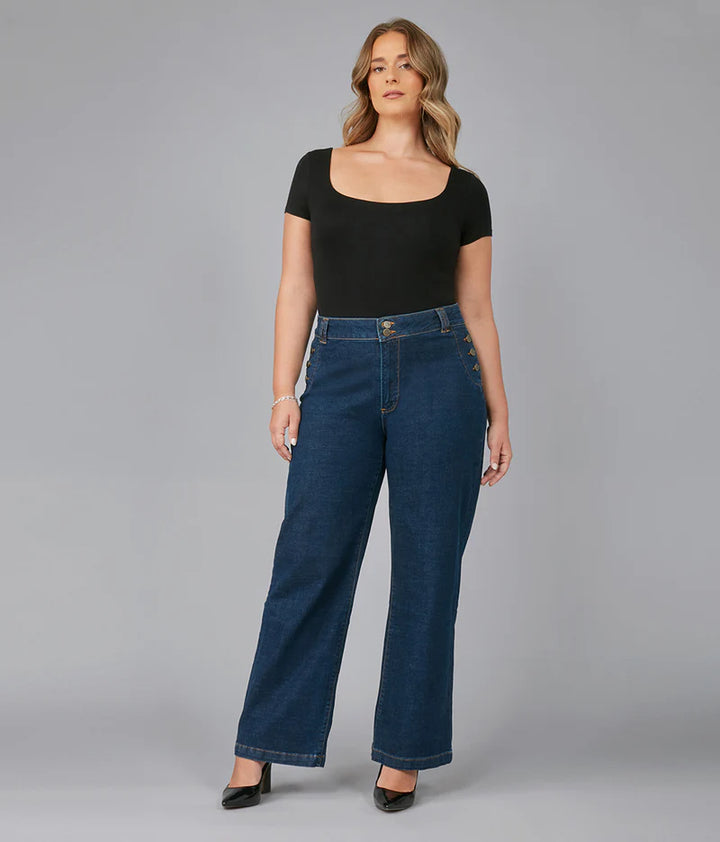 Colette High-Rise Wide Leg Jeans - Dark Rinse Blue