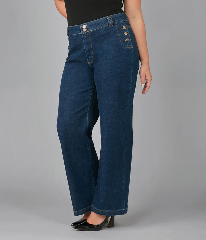 Colette High-Rise Wide Leg Jeans - Dark Rinse Blue