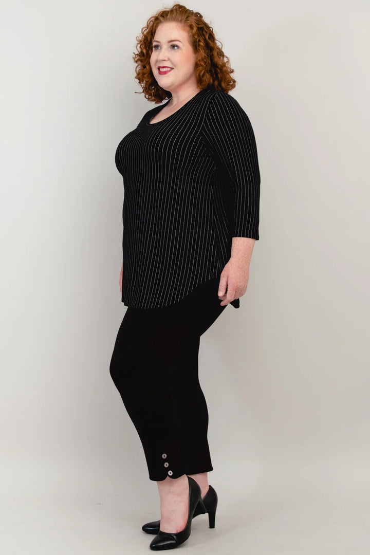 Lovely Bamboo / Modal Long Sleeve Tunic - BW Pin Stripe