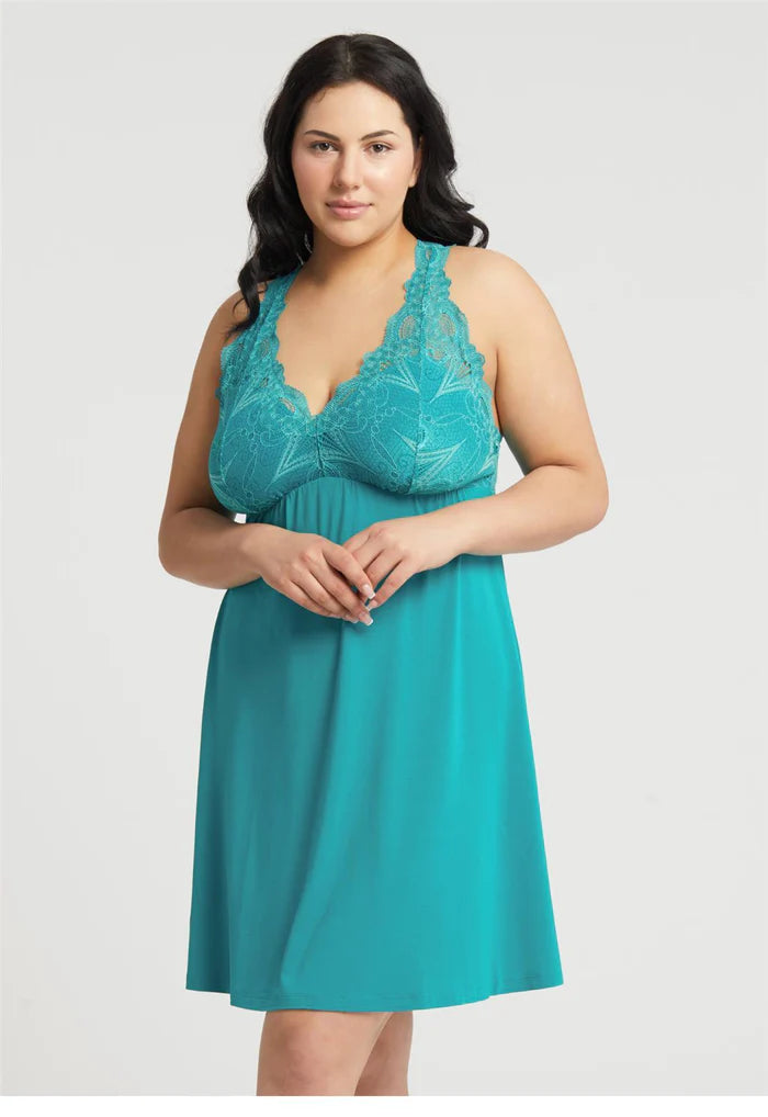 Fleur't Belle Epoque Lace T-Back Full Cup Chemise - Key West