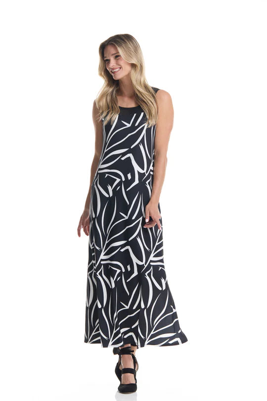 Sleeveless Maxi Dress with Mesh Neckline