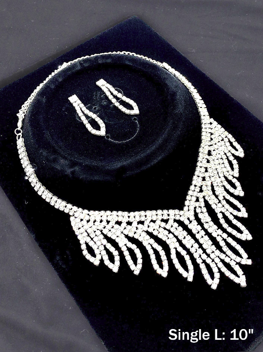 Adjustable Rhinestone Necklace and Earring Set