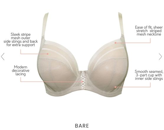 Shea Mesh Unlined Underwire Plunge Bra - Bare