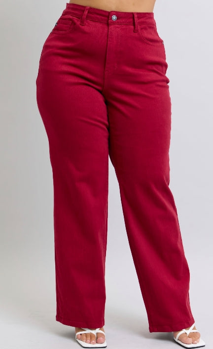 Judy Blue High Waist Straight Leg Jeans w/ Heart Shaped Back Pockets - Plus