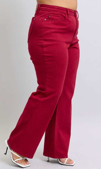 Judy Blue High Waist Straight Leg Jeans w/ Heart Shaped Back Pockets - Plus