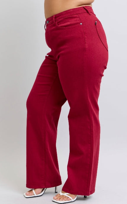 Judy Blue High Waist Straight Leg Jeans w/ Heart Shaped Back Pockets - Plus