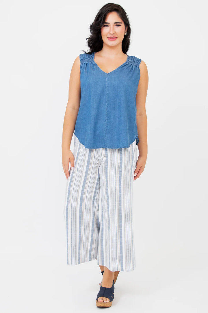 Landon Linen / Bamboo Capri - Sand Stripe
