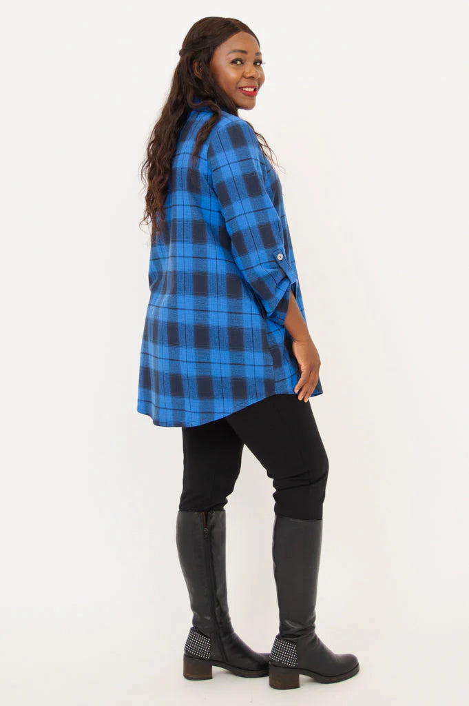 Celine Cotton Tunic - Neptune Plaid
