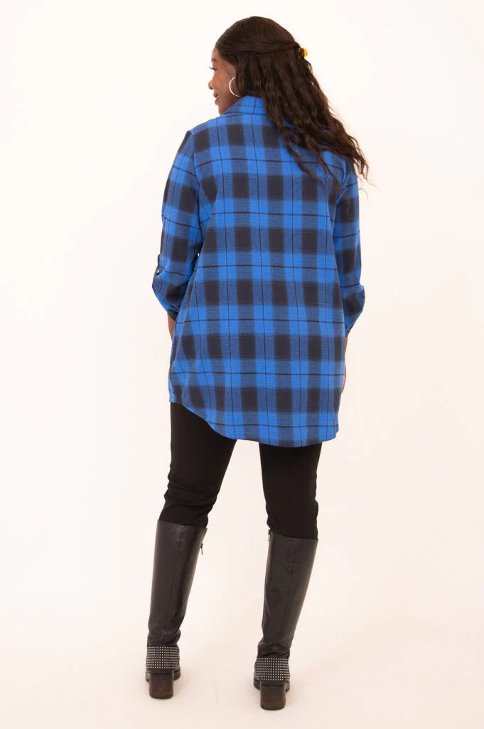 Celine Cotton Tunic - Neptune Plaid