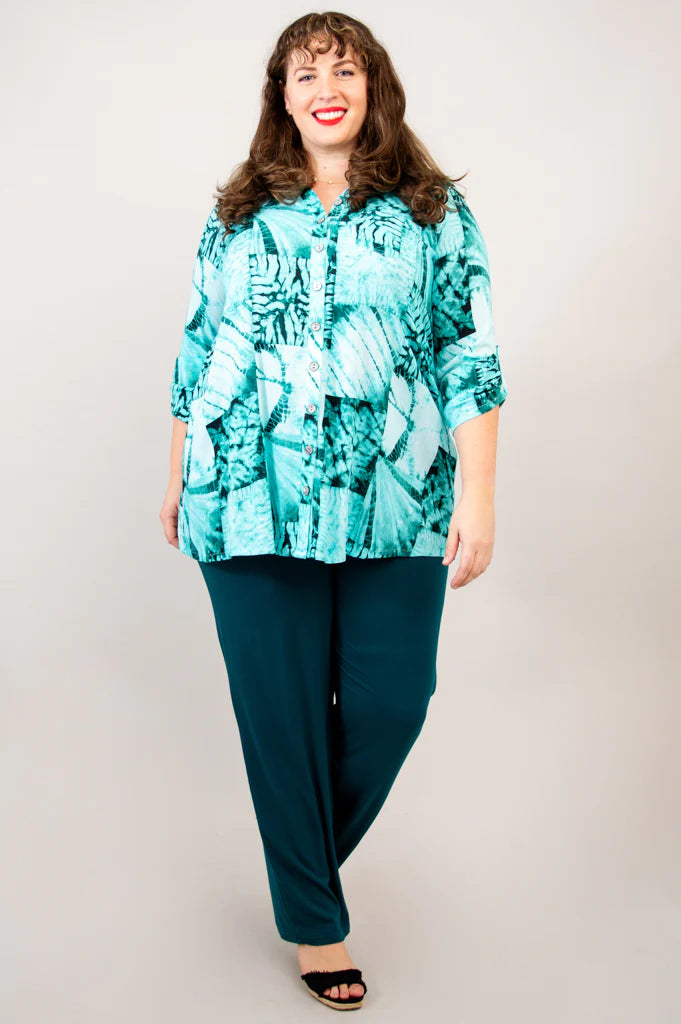 Celine Linen / Bamboo Tunic - Shibori - Size 4 X