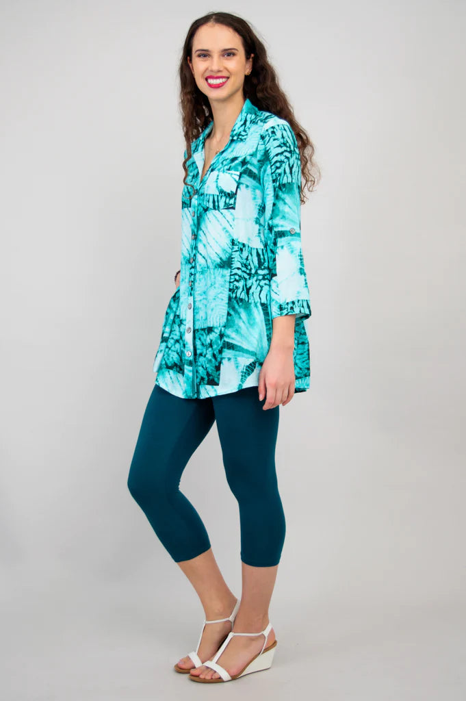 Celine Linen / Bamboo Tunic - Shibori - Size 4 X