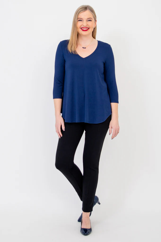 Jackie Bamboo 3/4 Sleeve Top - Indigo