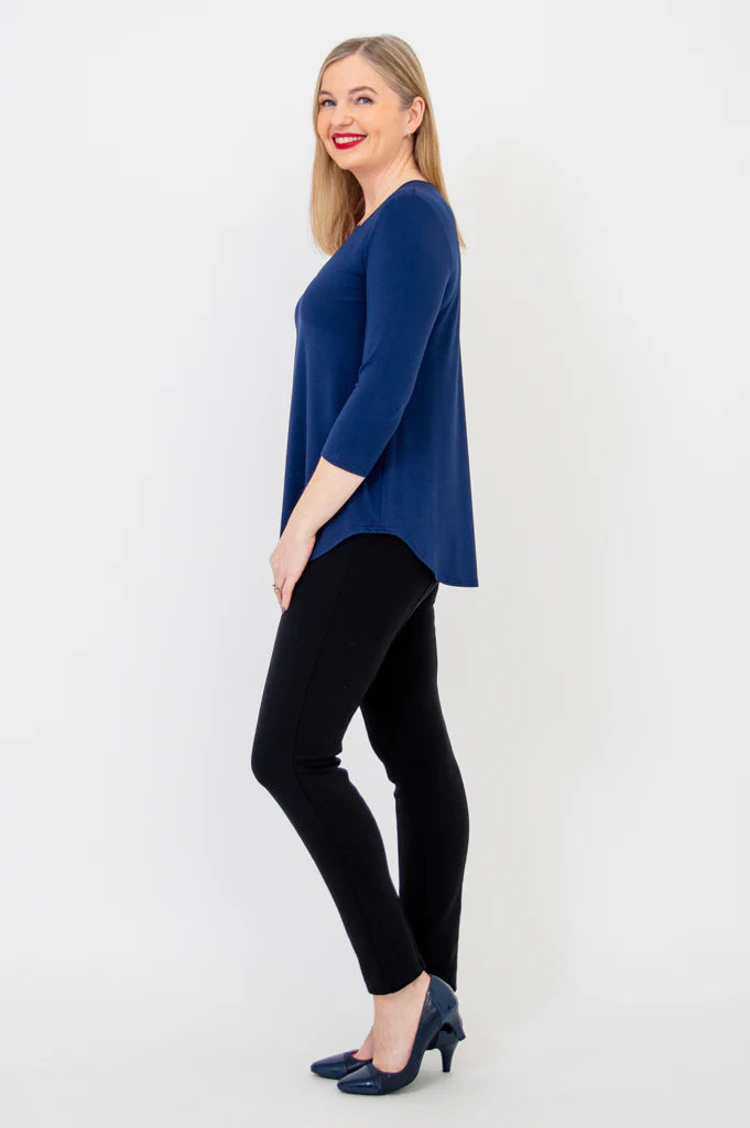 Jackie Bamboo 3/4 Sleeve Top - Indigo