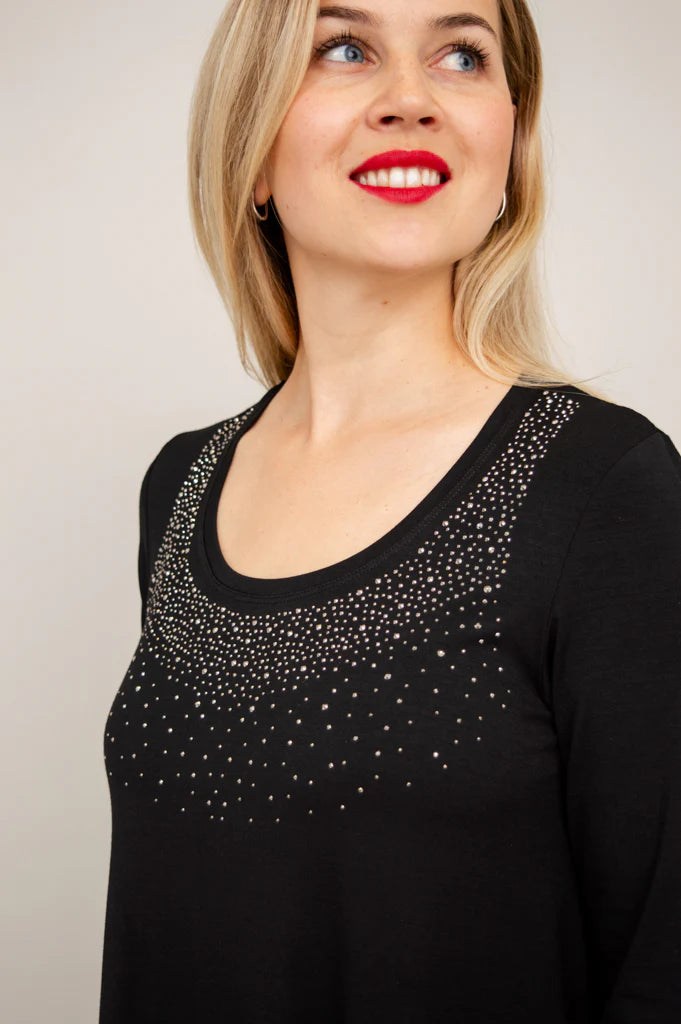 Jazz Bamboo 3/4 Sleeve Top - Black Diamond