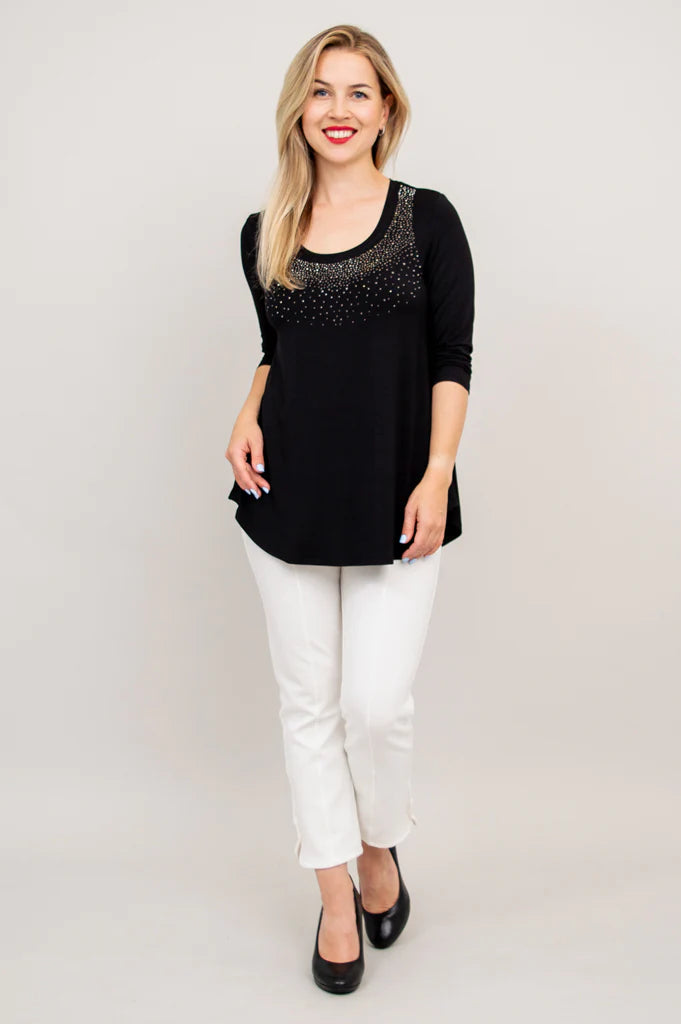 Jazz Bamboo 3/4 Sleeve Top - Black Diamond