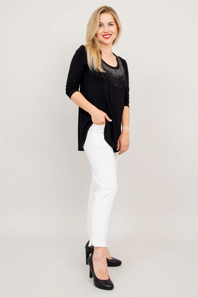 Jazz Bamboo 3/4 Sleeve Top - Black Diamond