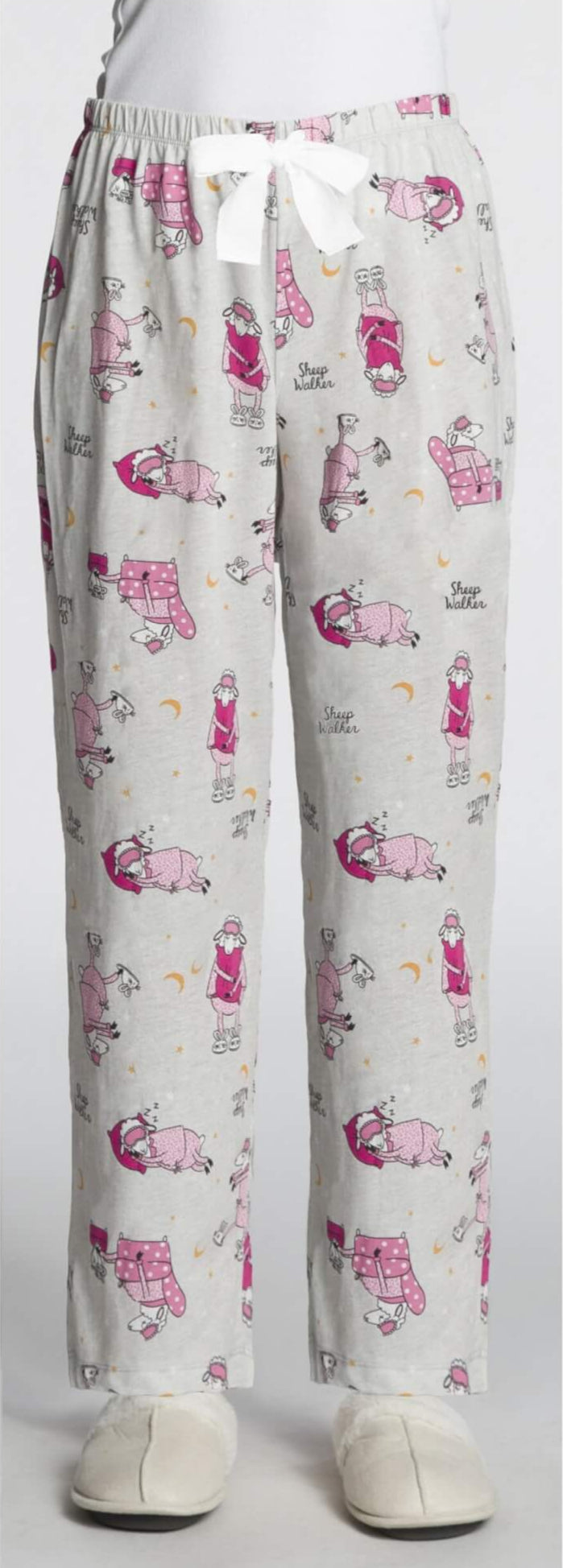 Pajama pants with animal print and four pattern options displayed above.