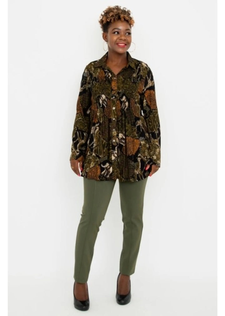 Cindy Long Sleeve Blouse - Elephant