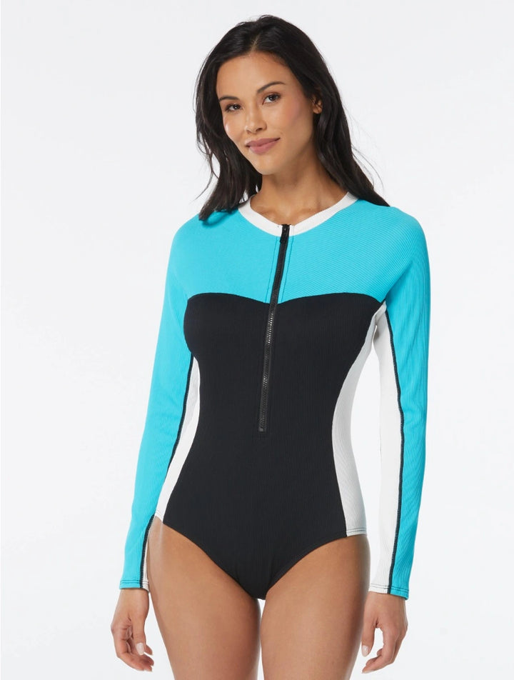 Sport Sculpt Long Sleeve Zip Front Swimsuit