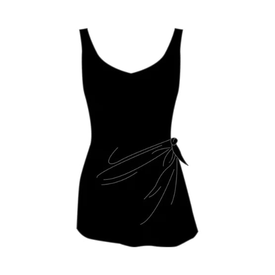 Side Tie Sarong Front One Piece Swimsuit