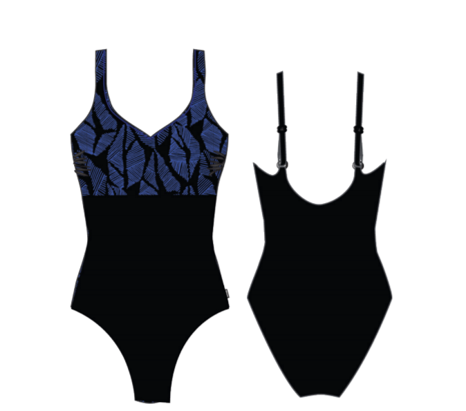 Leaf Line Top Print 1 Piece Swimsuit