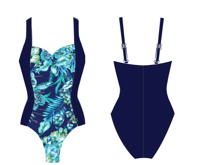 Finz Hibiscus Twist Rouched Front 1 Piece Swimsuit