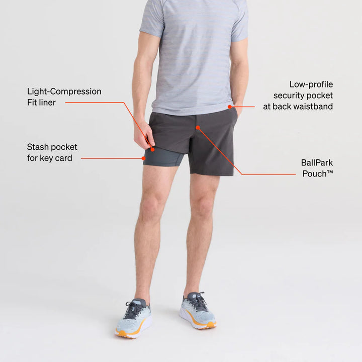 Saxx Sport 2 Life 2in1 Shorts - Sunset Red Heather