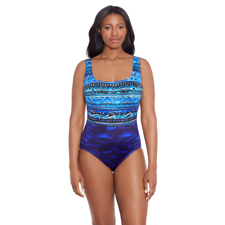 Double X Back Tank Long Torso One Piece Swimsuit