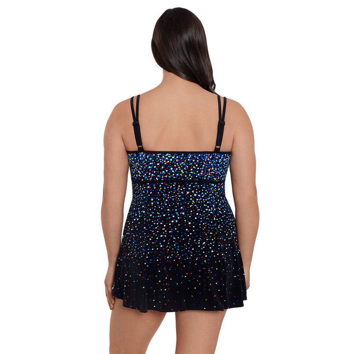 Rainbow Sprinkles Empire Princess Seam Long Torso Swim Dress