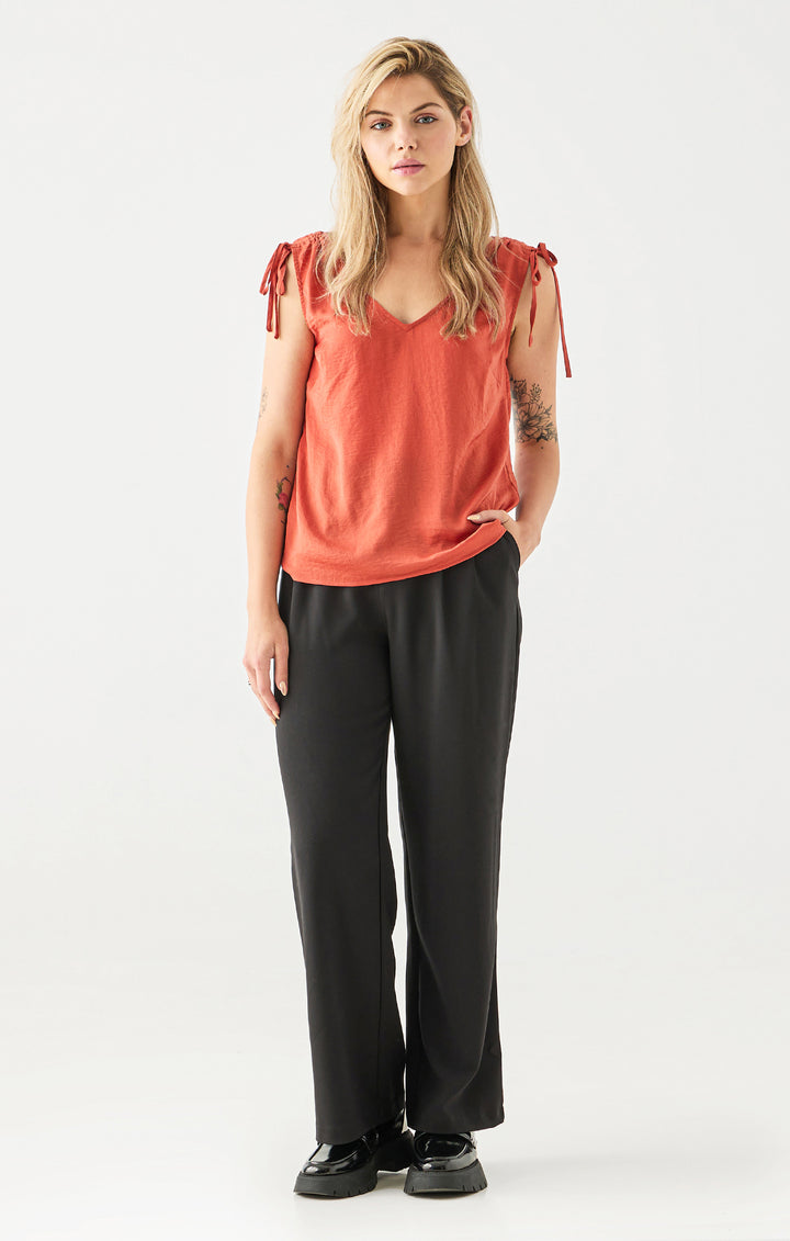 V-Neck Shoulder Tie Top - Size Small