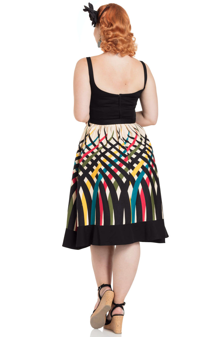 Jean Border Print Swing Dress With Pockets