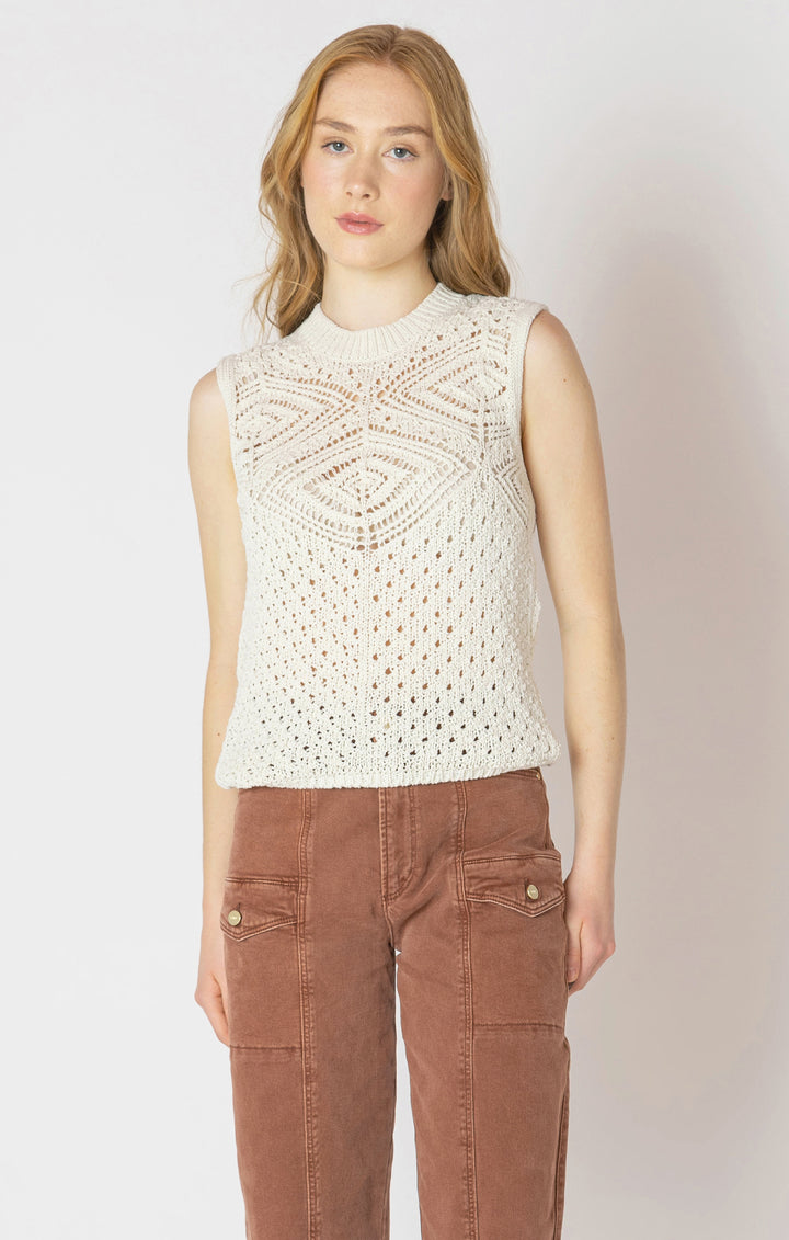 Dex Patterned Pointelle Sleeveless Sweater