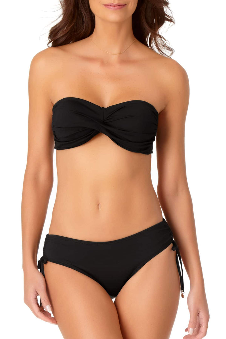 Twist Bandeau Bikini Top - Black