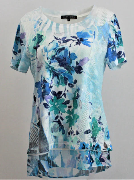Printed Short Sleeve Knit T-shirt - Size Medium