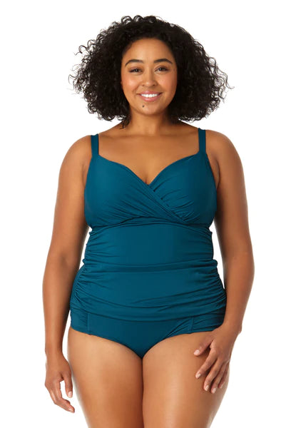 Underwire Surplice Tri Tankini - Deep Sea Blue