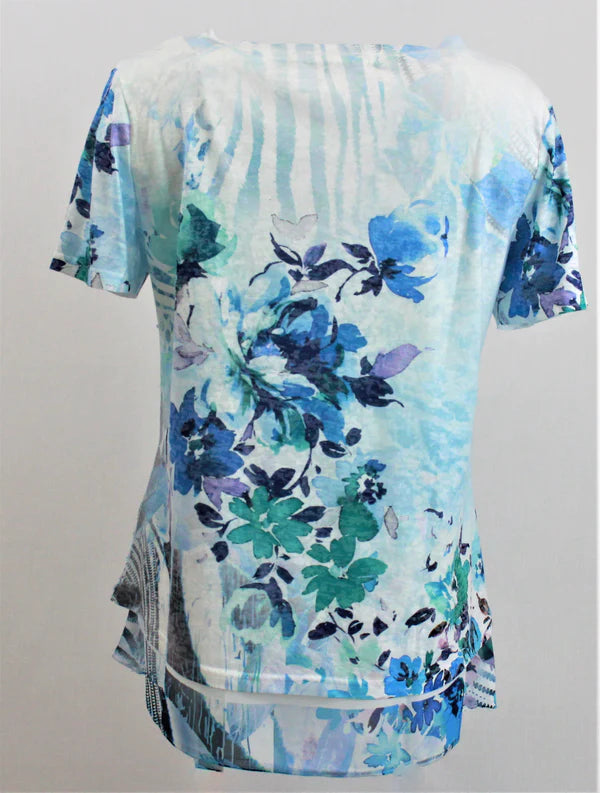 Printed Short Sleeve Knit T-shirt - Size Medium