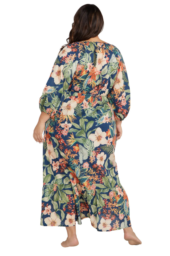 Into The Saltu Navy Elgar Maxi Beach Dress