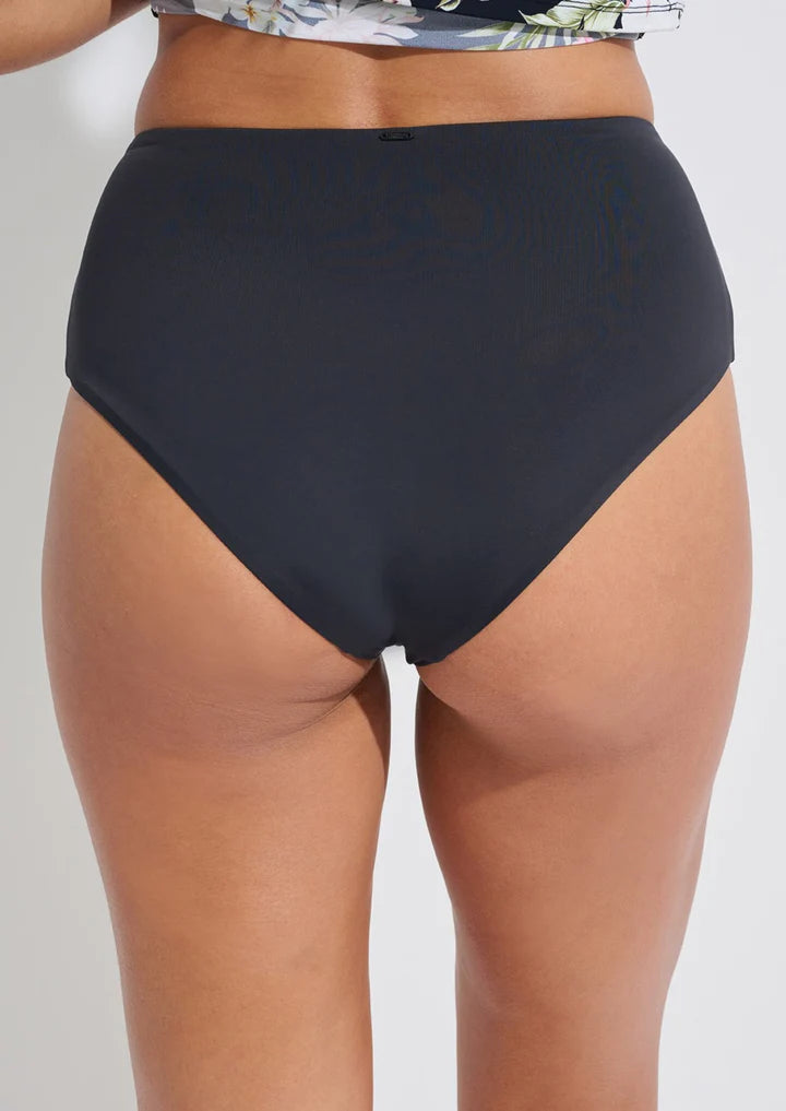 Black Second Skin Retro High-Waist Swim Bottom
