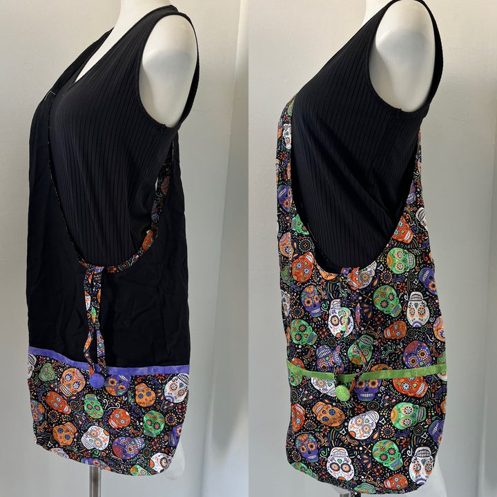 Skull Reversible Hobo Shoulder Bag