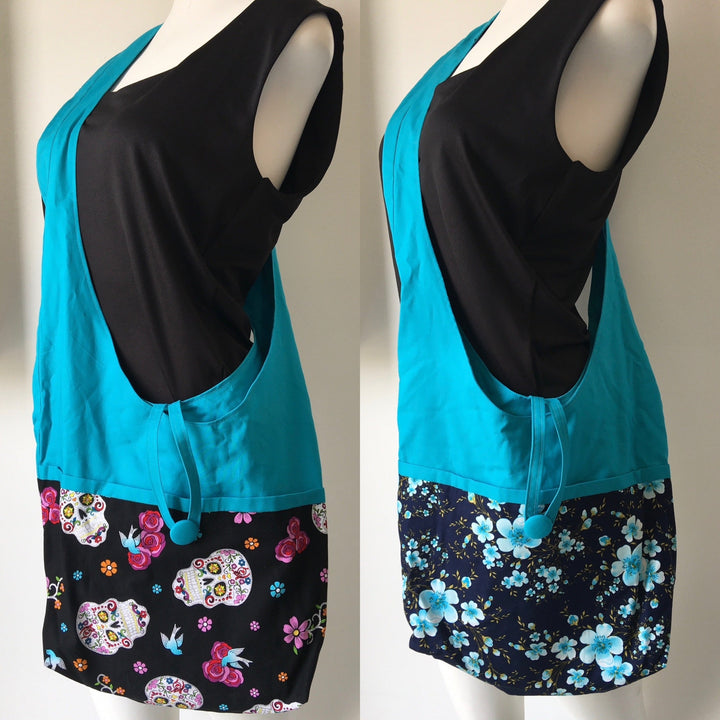 Skull Reversible Hobo Shoulder Bag