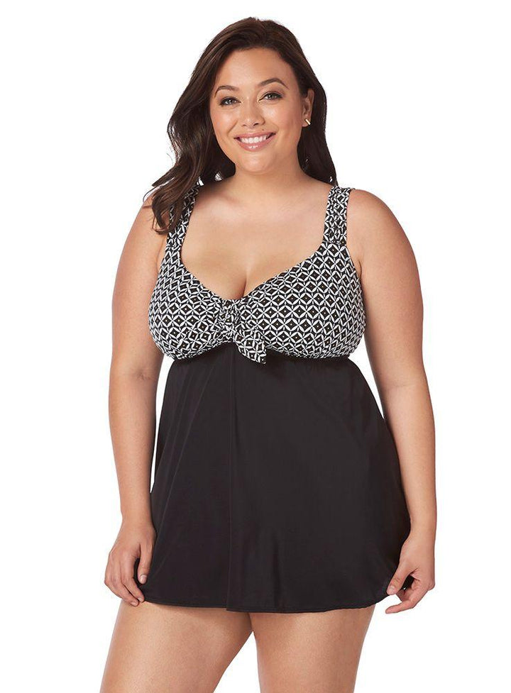 Longitude Golden Goddess Tie Front Swimdress - Size 8