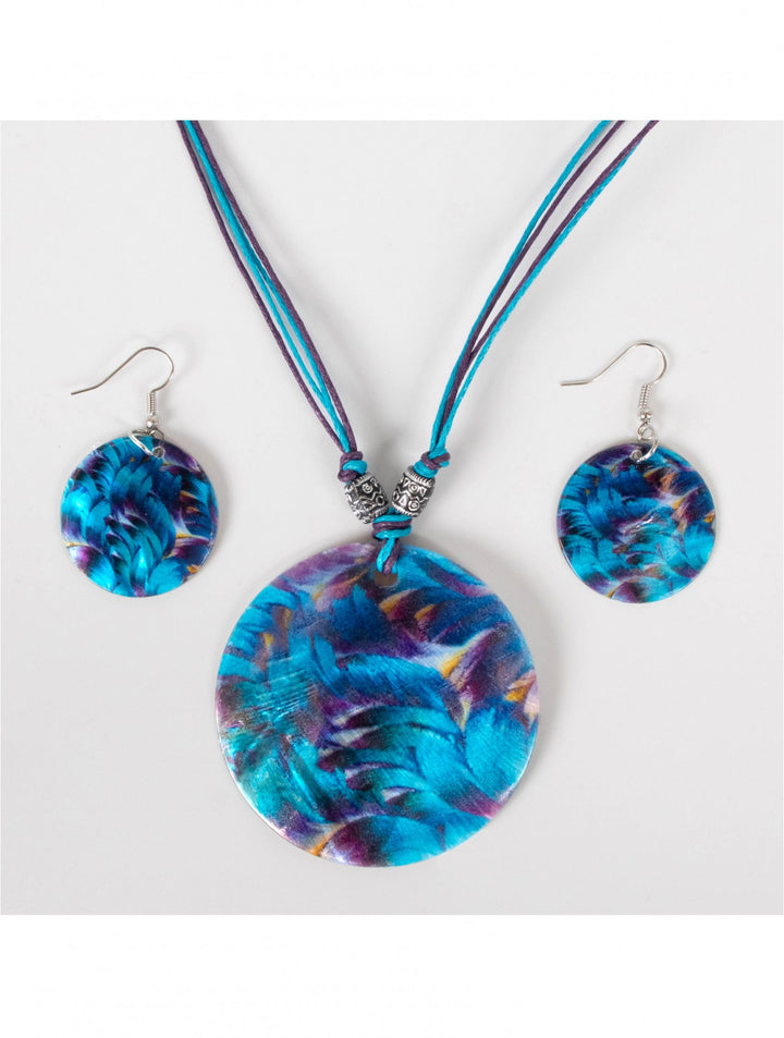 Fashion Print Necklace and Earrings Set