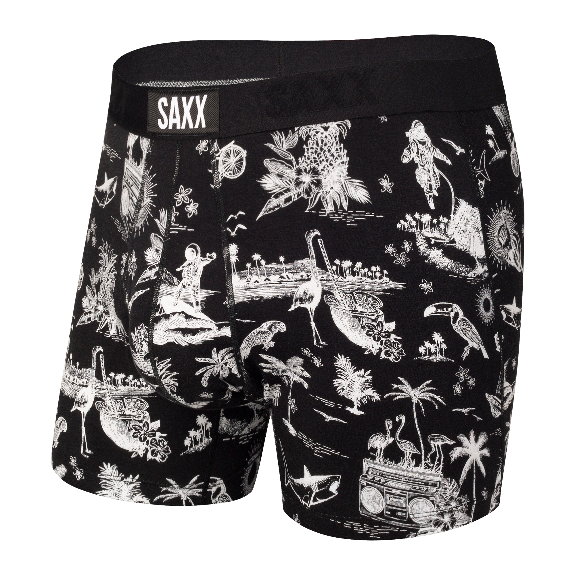 Saxx Ultra Boxer - Black Astro Surf and Turf – Sheer Essentials Lingerie &  Swimwear