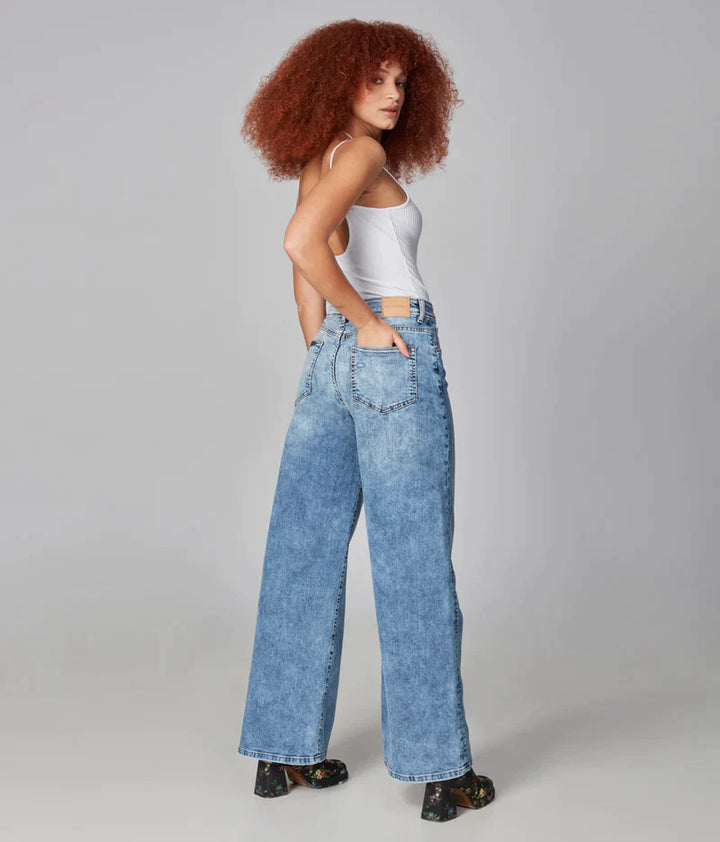 Milan High Rise Wide Leg Jeans - Blue Mist